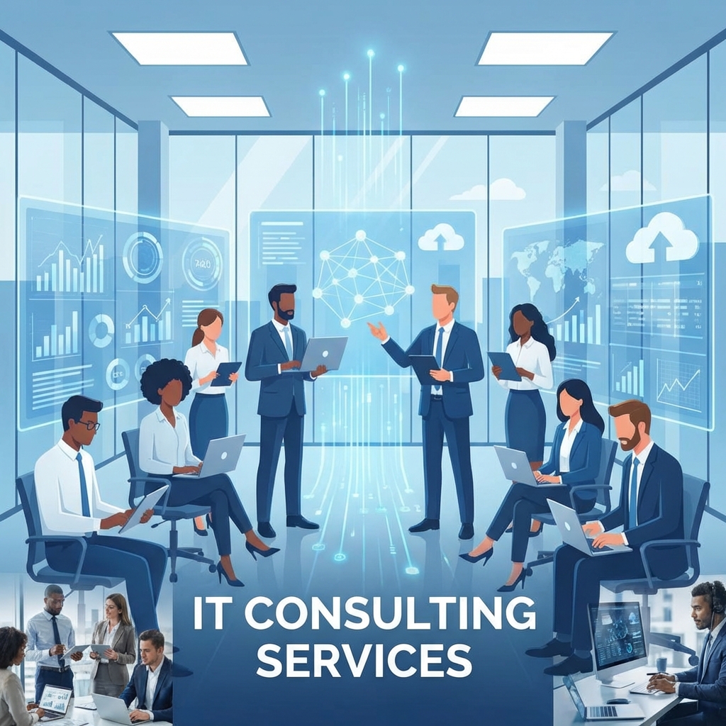 Illustration of technology consulting and digital systems